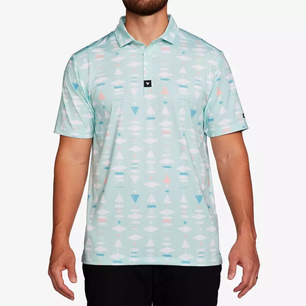 Bad Birdie The Captain Polo Short Sleeve Multicolor Abstract Print 2XL Golf
